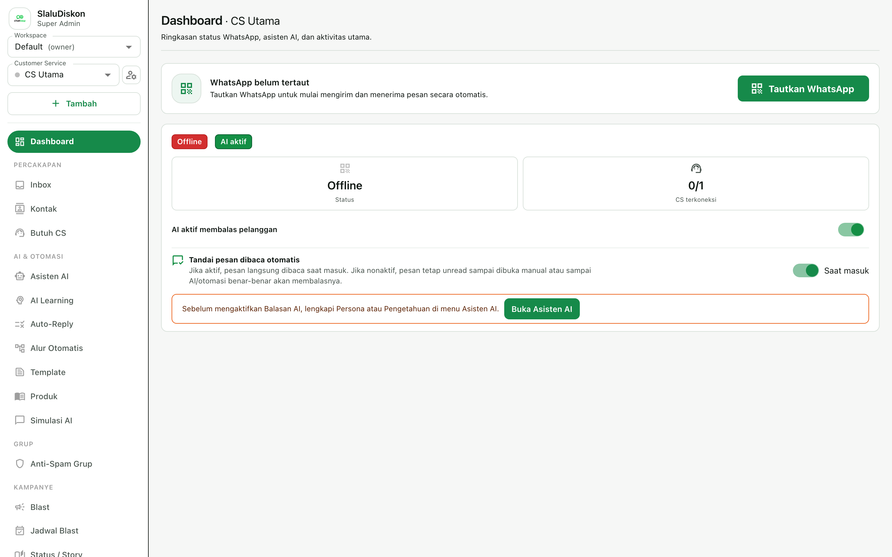 Dashboard SlaluDiskon — tampilan asli aplikasi
